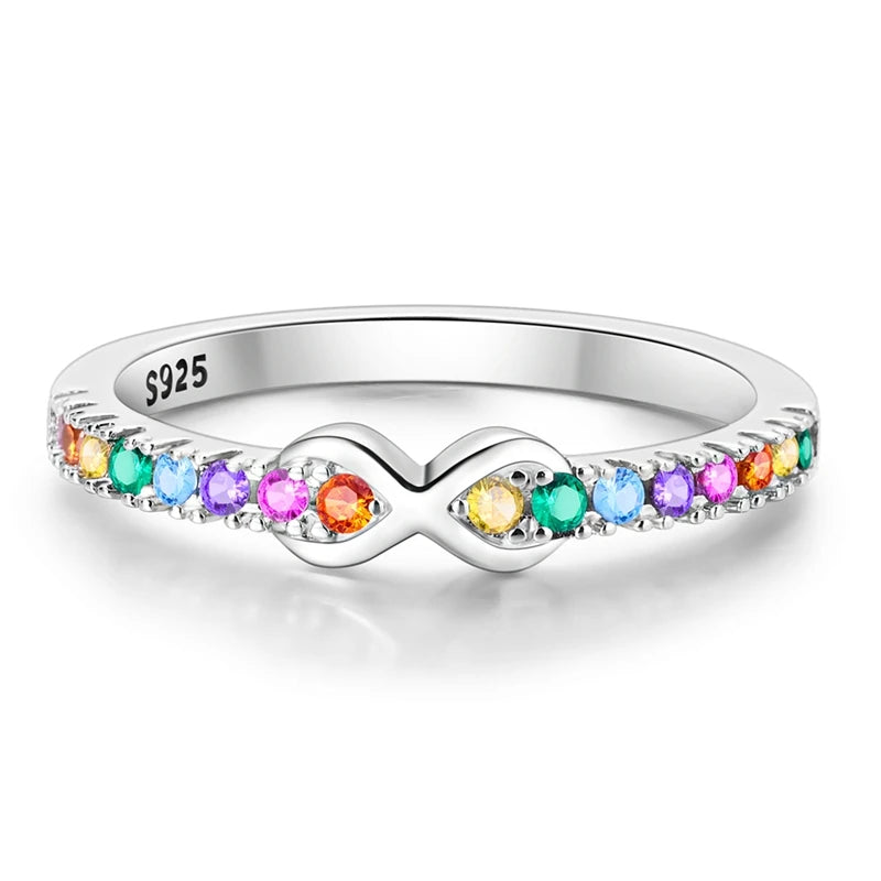 LAZA 925 Sterling Silver Colorful Rings Sparking Zirconium Bowknot Moon Sun Original Ring For Women Anniversary Wedding Gifts