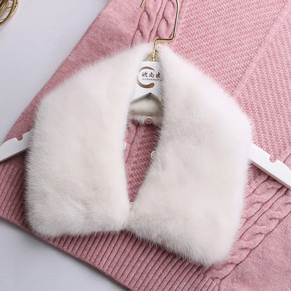 Ms.MinShu Detachable White Black Luxury Real Mink Fur Collar For Men Women Custom Made