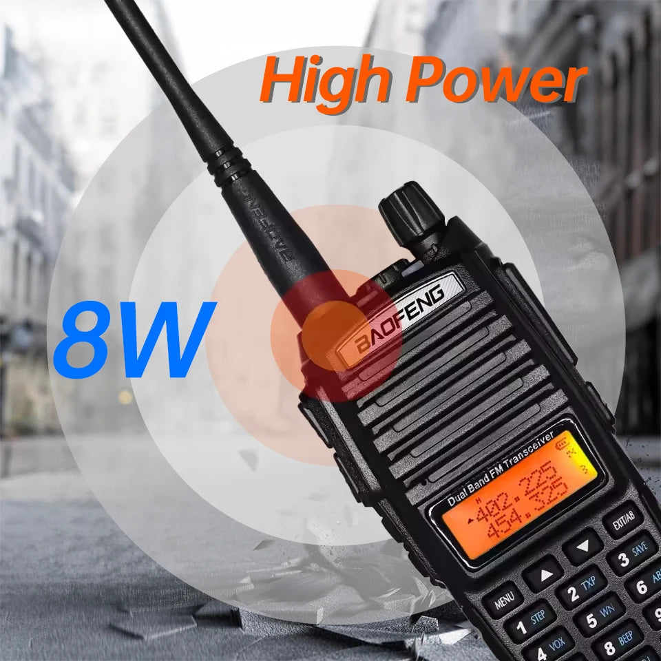 5W/8W High Power Baofeng UV-82 Unieke Dual PTT Walkie Talkie Uv82 Dual Band Vhf/Uhf FM 10Km Long Rang Two Way Ham CB Radio