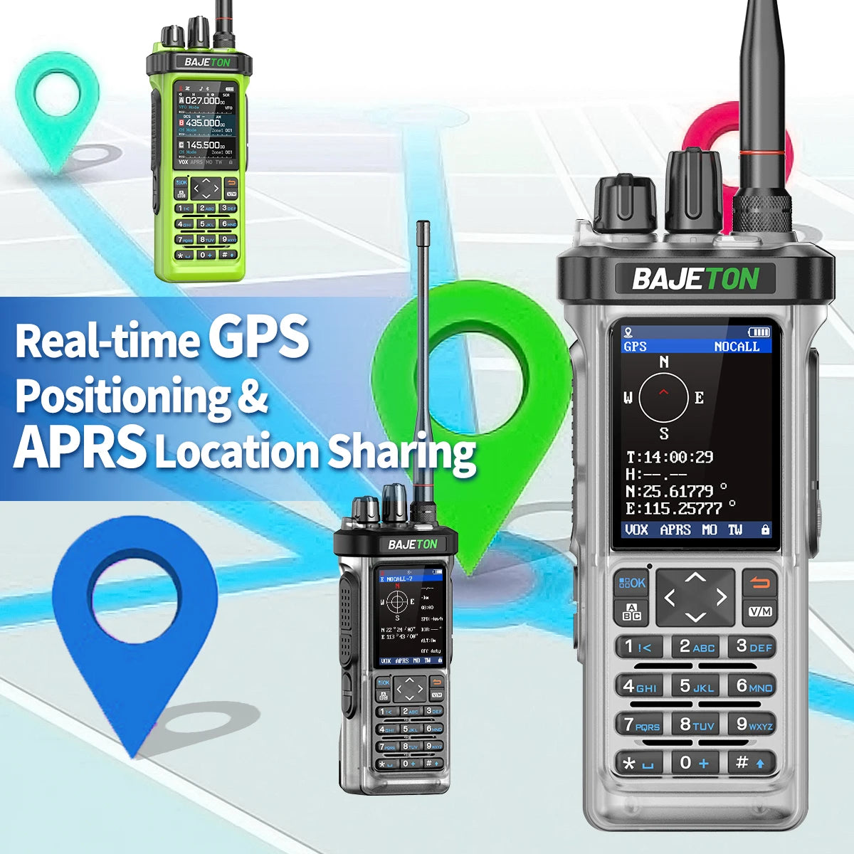 1/2PCS BAJETON BJ-9000 Walkie Talkie 10W AM/FM/CB/LSB/USB/CW Receiver with GPS APRS For Radtel RT-950 PRO RT-950 Two Way Radio