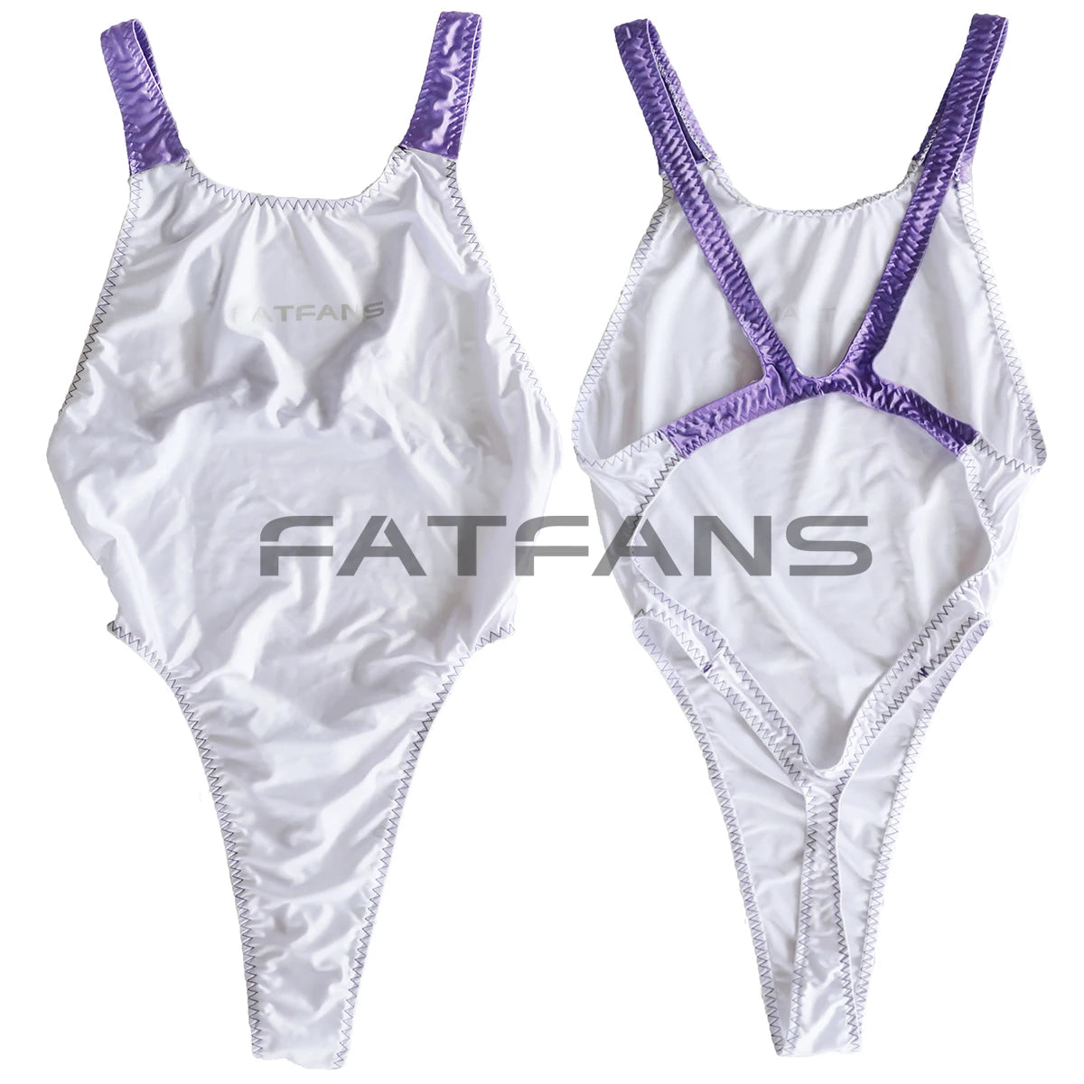 DROZENO Stretch Swimsuit Glossy Oil Bright Color-blocking Japanese T-shaped Backless High-fork Conjoined Swimming