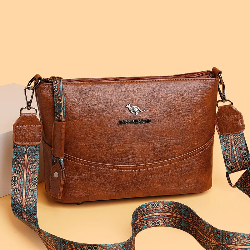 Solid Color Luxury Designer High Quality Leather Women's Handbag Purses Multifunctional Ladies Shoulder Messenger Bags Sac Femme