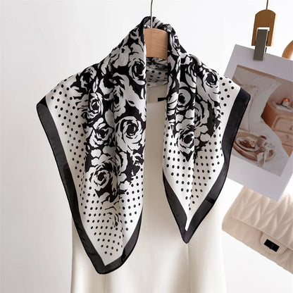 70*70cm Zebra Stripes Print Head Scarf for Women Silk Square Scarves Foulard Bandana Fashion Decorate Hijab Female Neckerchief