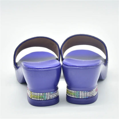 New African Wedding Shoes Decorated with Rhinestone Luxery Shoes Women Open Toe Shoes Slip on Italian Ladies Shoes and Sandals