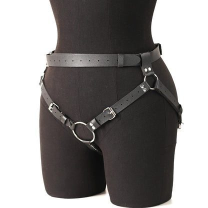 Punk Gothic Adjustable PU Leather Waist and Thigh Harness Strap for Men, Trendy Decor Accessory for Holiday Carnival and Street