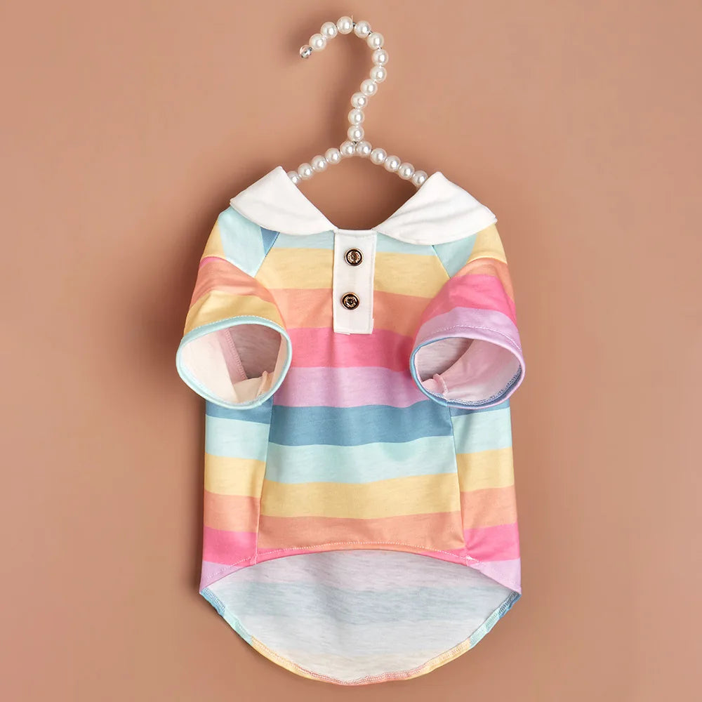 Sport Stripe Puppy Dog Polo Shirt Spring Autumn Pet Clothes for Small Dogs Schnauzer Maltese Bichon Pullovers Mascotas Clothing