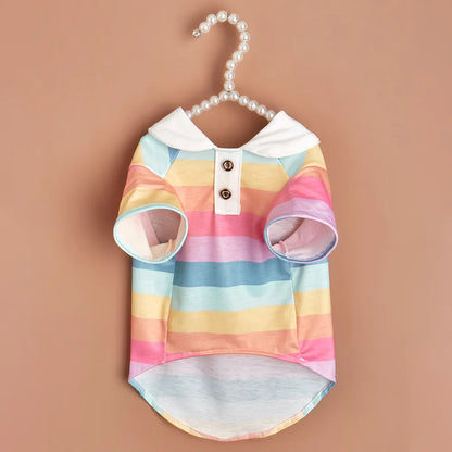 Sport Stripe Puppy Dog Polo Shirt Spring Autumn Pet Clothes for Small Dogs Schnauzer Maltese Bichon Pullovers Mascotas Clothing