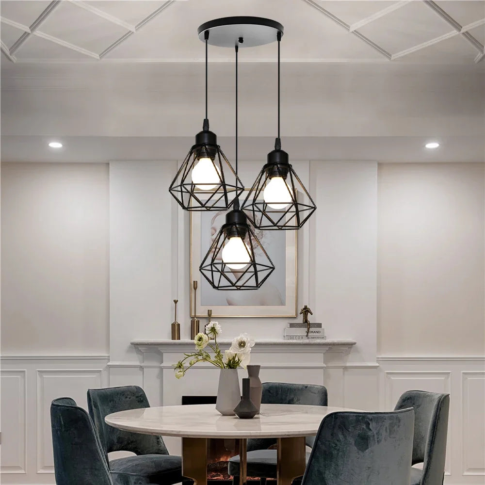 Retro Pendant Lamp Iron Frame Ceiling Lighting Paint Restaurant Teahouse Chandelier Indoor Wrought Metal Modern Pendant Lights