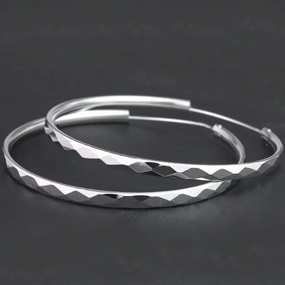 Fine 925 Sterling Silver Luxury 5CM Big Circle Hoop Earrings for Women Charms Original Designer Party Wedding Jewelry Gifts