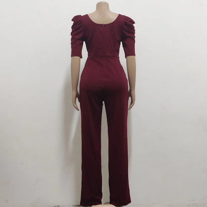 Yellow Rompers for Women XXL Fashion V Collar Short Sleeve Rompers Women Jumpsuits 2023 Club Lace Up High Waist Elegant Jumpsuit