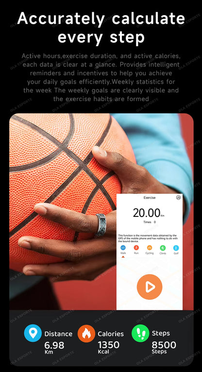 2026 Smart Ring with Display Screen and Touch, Wireless Charging, Health Manager, 5 ATM Waterproof For Men Women Rings R12 R11