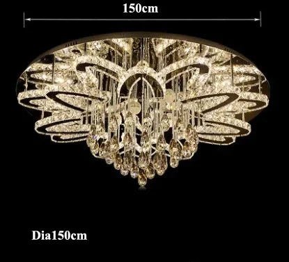 LED Modern Crystal Stainless Steel Round Dimmable RGB Chandelier Lighting Lamparas De Techo For Foyer Living Room Bedroom