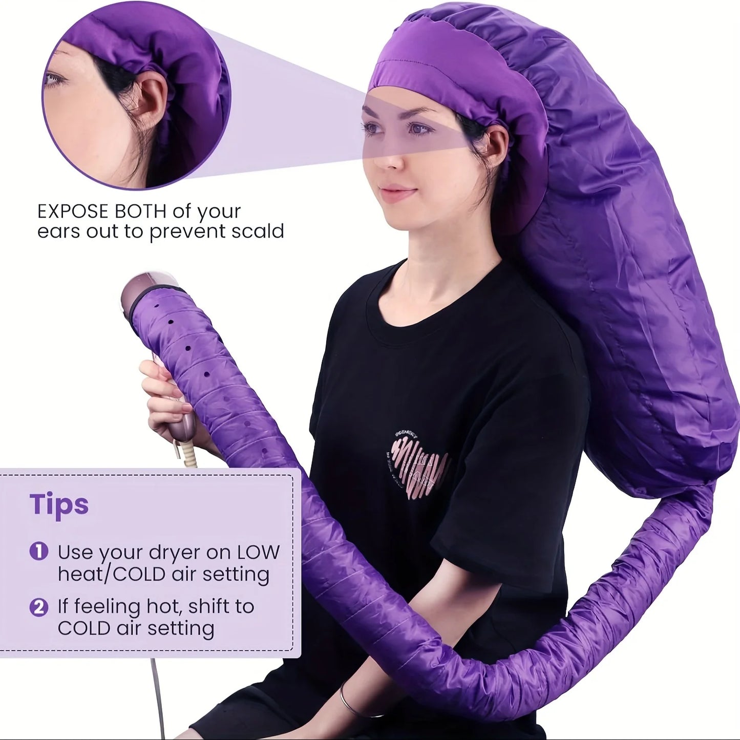 A multifunctional hot oil dry hair cap, compatible with hair dryers, provides constant temperature hair care and maintenance