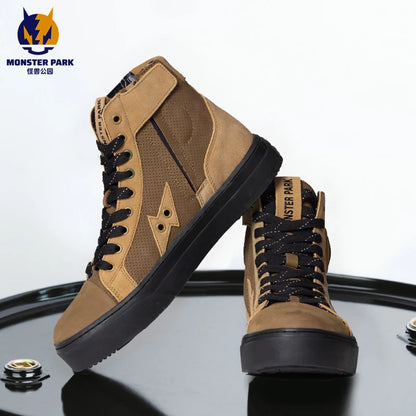 Motorcycle Boots Microfiber Off-road Motocross Shoes Anti-slip Biker Boots for Men Women Causal Motorboats Motorcycle Sneakers