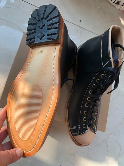 High-tooling Boots Men's Goodyear-Welted Vintage Boots Men's Retro Shoes Chelsea Fashion Trend Dress Black Desert Boots Men