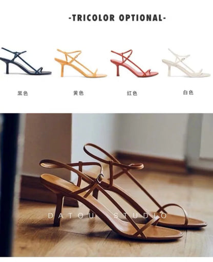 Thin Strap Sandals Women's Summer New with A Single Buckle Strap Womens Shoes Thin Heels with Exposed Toes High-heeled Sandals