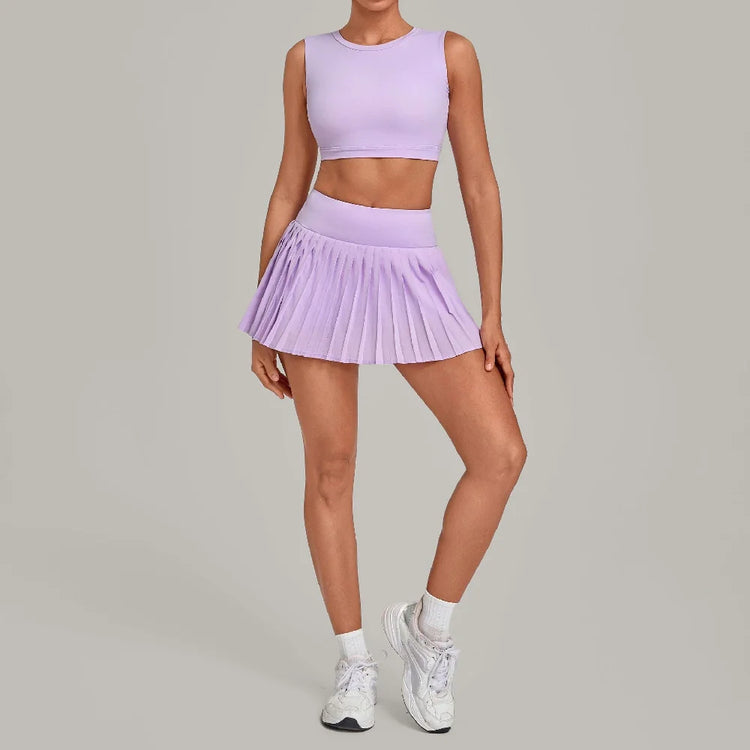 2 Pieces Yoga Set Women's Tracksuit Sexy Sports Bra High Waist Sports Short Skirt Gym Fitness Sleeveless Workout Suit Sportswear