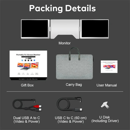 Dual Screen Display 14" to 16" Extended Multiple Monitor Laptop Sub Screen Triple LCD Extender Compatible with All PC Rospider