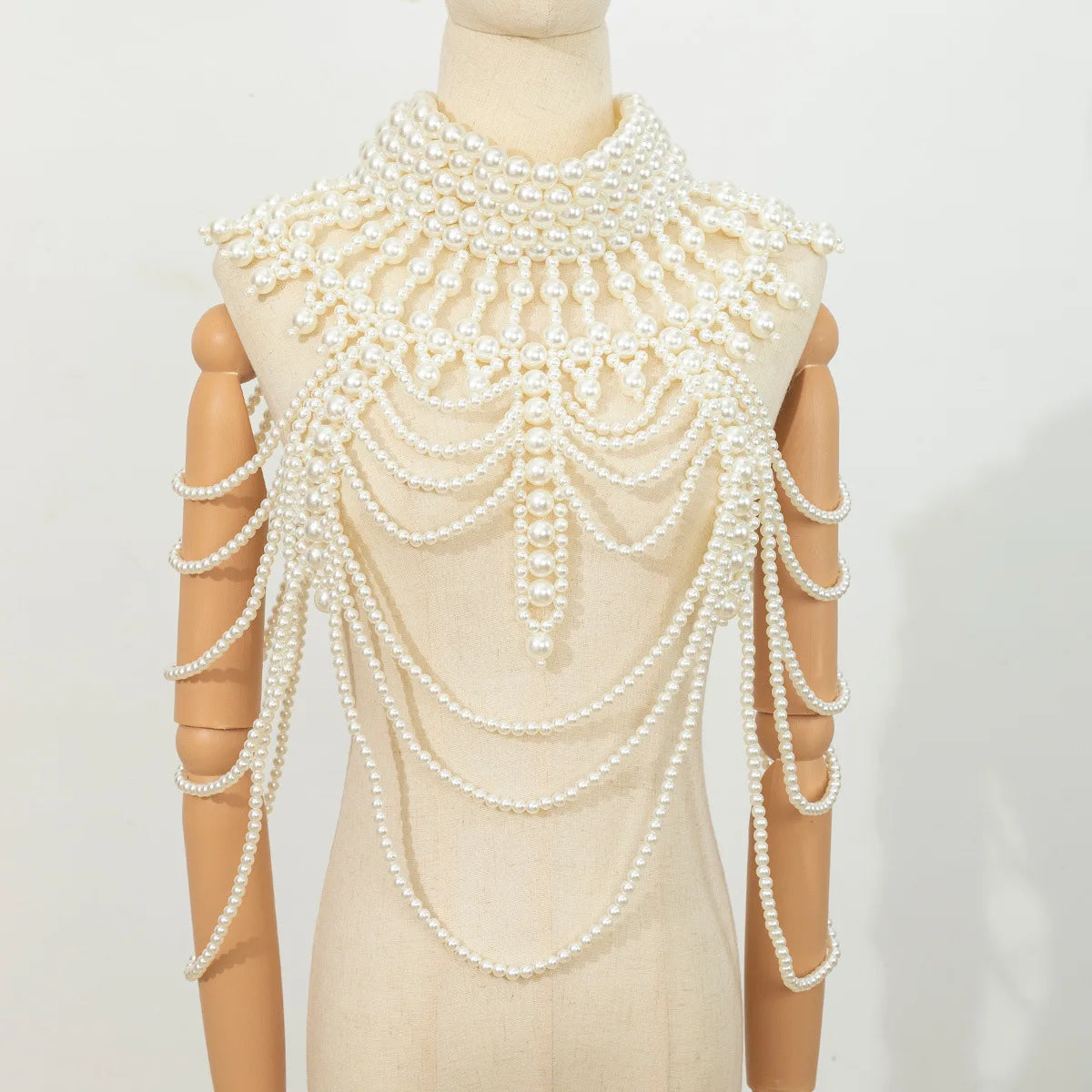 New European and American style exaggerated retro heavy industry hand-beaded multi-layer pearl sexy body chain