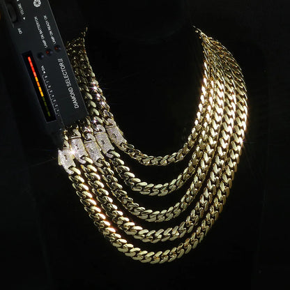 High Quality 925 Sterling Silver 6MM Cuban Link Chain Iced Out Moissanite Diamond Clasp Smooth Chain Necklace Gift for Women