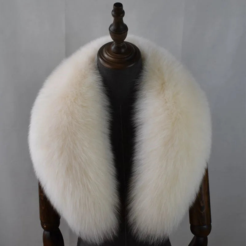 Fox Fur Collar 100% Real Fox Fur Scarf Winter Women Natural Fur Gray Collar Large Size Neck Warmer Fur Scarf Shawls