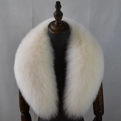 Fox Fur Collar 100% Real Fox Fur Scarf Winter Women Natural Fur Gray Collar Large Size Neck Warmer Fur Scarf Shawls