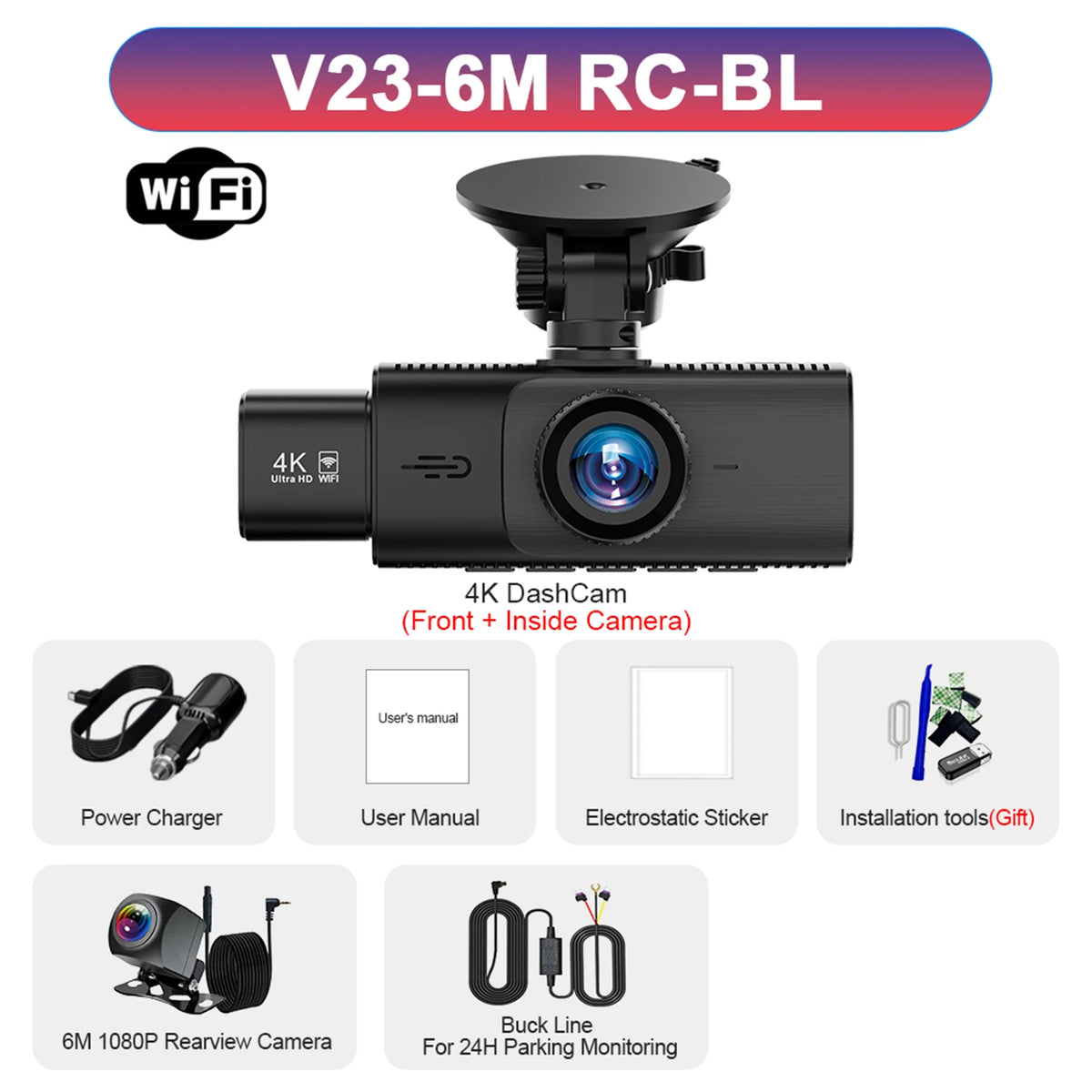WIFI Dash Cam 3 Camera 4K UHD Car DVR 2/3Lens Camera Video Recorder Black Box GPS Dash Cam Auto Loop Recording Car Accessories