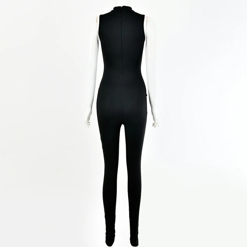 Hot selling 2022 summer new women's sleeveless slim fitting high waisted sports jumpsuit