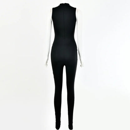 Hot selling 2022 summer new women's sleeveless slim fitting high waisted sports jumpsuit