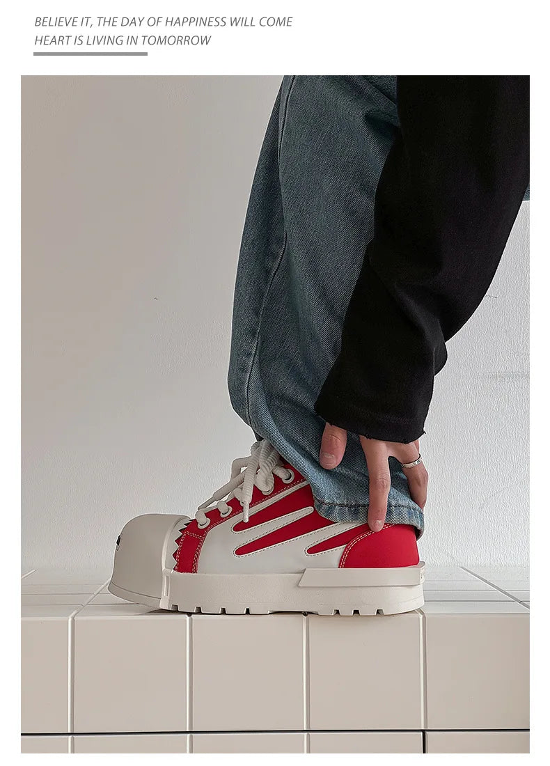Women Men Sneakers Low-top Big-head Canvas Thick-soled Heightening Versatile Unisex Leisure Trendy Shoes Men Chunky Trainers