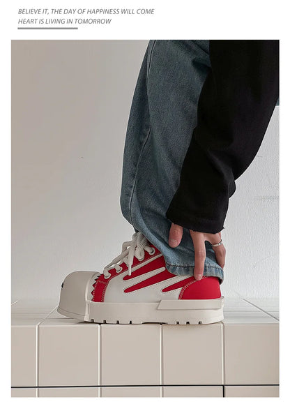 Women Men Sneakers Low-top Big-head Canvas Thick-soled Heightening Versatile Unisex Leisure Trendy Shoes Men Chunky Trainers