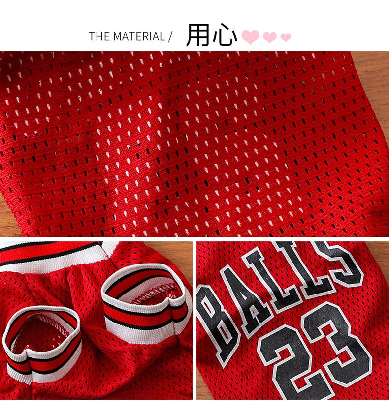 Summer Pet Vest Small Body Hugger American Bulldog Breathable Lightweight Small Dog Lettered Basketball Two-Piece Outfit