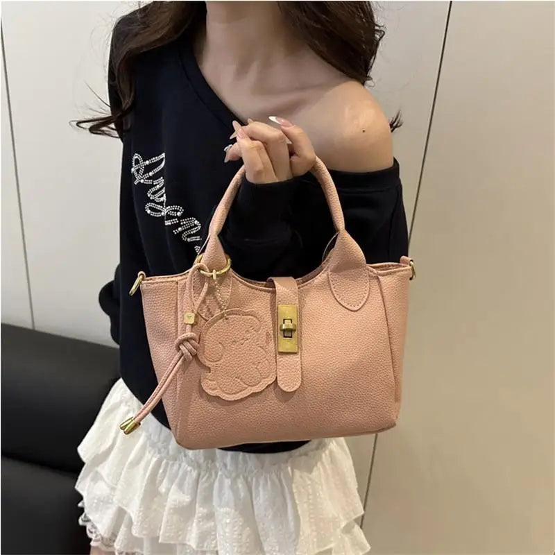 PU Portable Bucket Bag Shoulder Bag Women Fashion Versatile Crossbody Bags Zipper Handbag High Quality Tote Commuter Bags Gifts