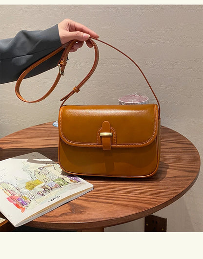 Female Cowhide Luxury Designer Handbags Women's Natural Cow Leather Shoulder Bag Ladies Fashion Small Square Crossbody Bags New