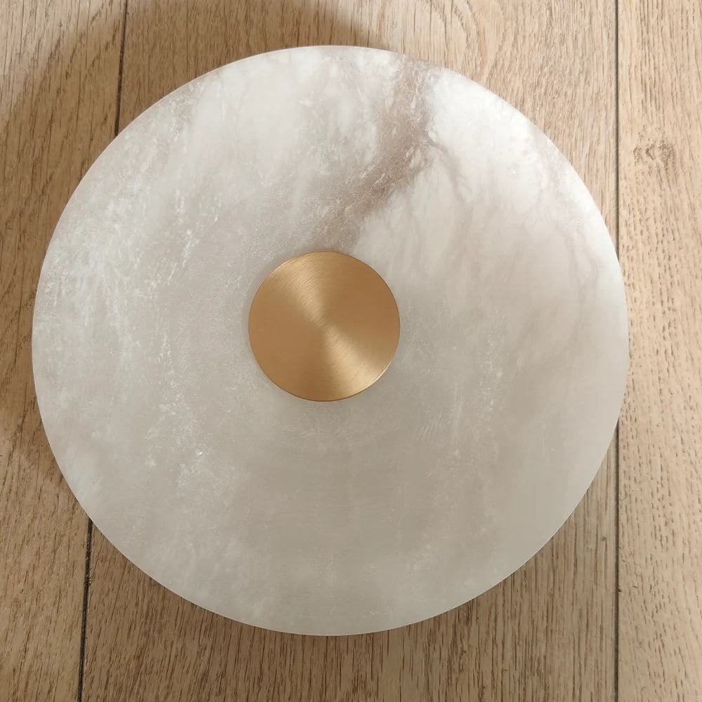 Simple LED round Natural Marble alabaster Ceiling Lamp Living Room Bedroom Corridor Circular Ultra-thin All-copper Wall Lamp