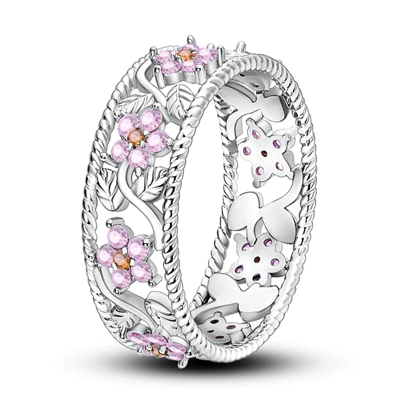 LAZA 925 Sterling Silver Colorful Rings Sparking Zirconium Bowknot Moon Sun Original Ring For Women Anniversary Wedding Gifts