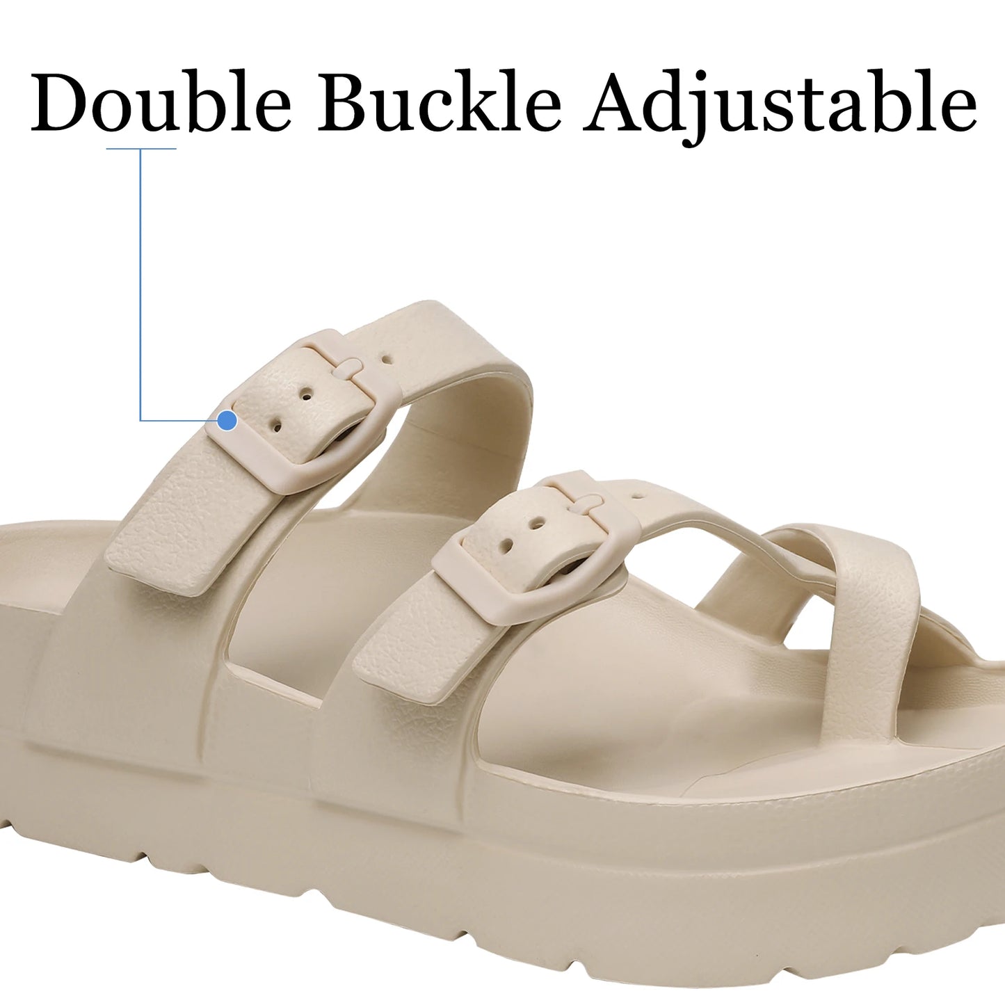 Shevalues Casual Women's Sandals With Arch Support Anti-slip Fashion New Slides Soft Sole Beach Slippers With Adjustable Buckle