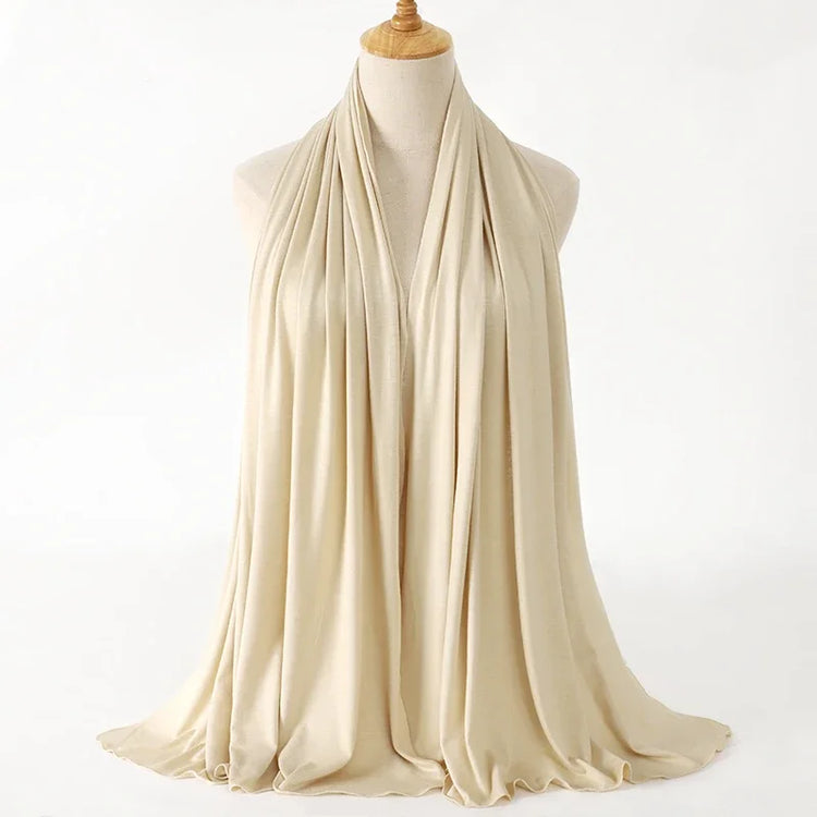 Womens Muslim Ramadan Fashion Modal Cotton Jersey Hijab Womens High Quality Solid Color Soft Hijab Long African Scarf