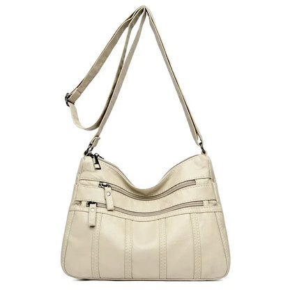 Fashion Soft Leather Crossbody Bags for Women 2026 Casual Female Multi Pocket Messenger Bags Retro Handbags Ladies Shoulder Bags