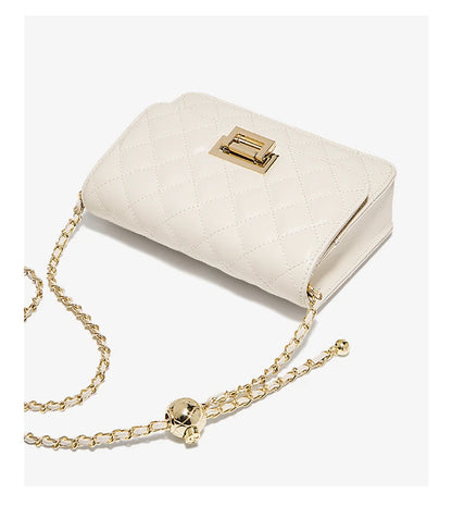 FOXER 2026 Women White Quilted Crossbody Bag Luxury Leather Chain Shoulder Bag Fashion Lady Flap Square Purse for Casual & Party