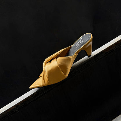 Women's Summer Sandals Luxury Satin Elegant Lady Pumps And Heels Peep Toe Dresss Party Wedding Shoes Pleated Sandal