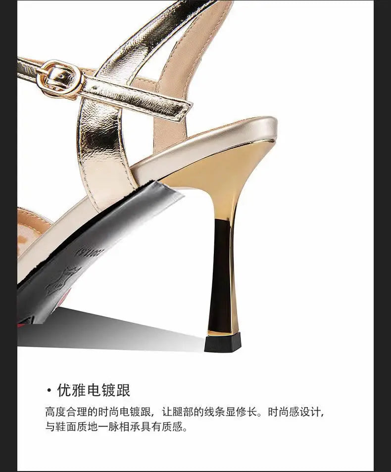 New 2025 Summer Luxury Designers Women Sandals Fashion Gold Rhinestone Thin High Heel Shoes Ladies Elegant Party Dress Sandalias