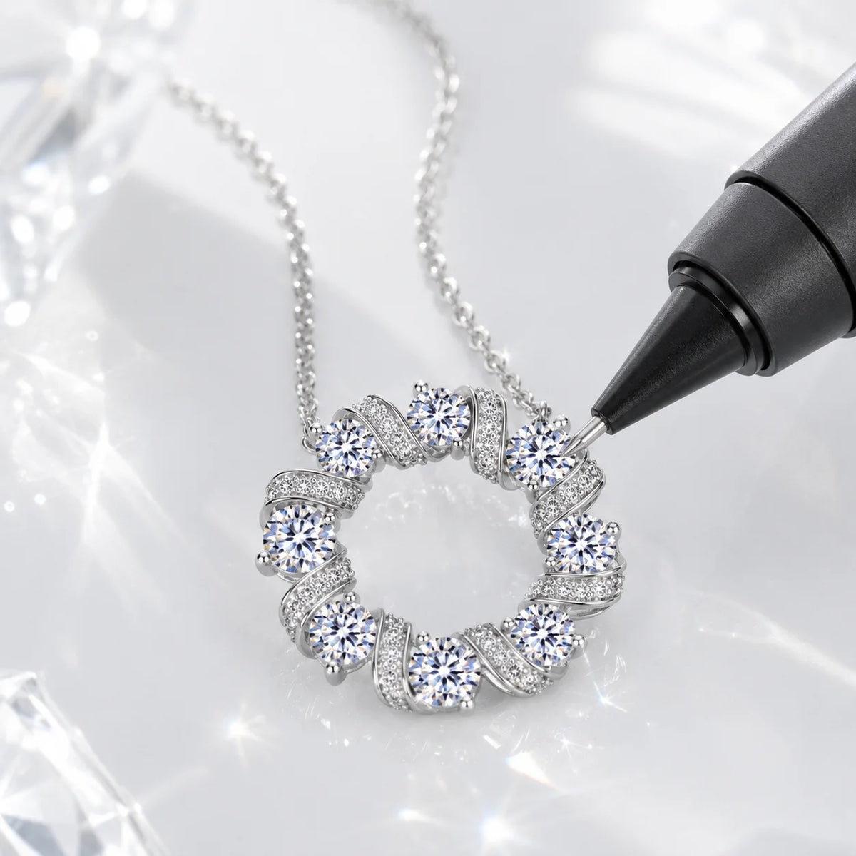 Moissanite Twist Circle Pendant Necklace S925 Sterling Silver Mobius Round Collarbone Chain Fine Jewelry Gift GRA Certified