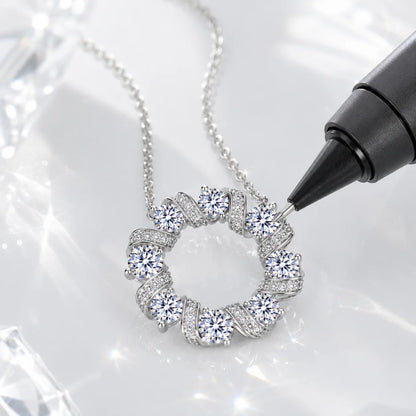 Moissanite Twist Circle Pendant Necklace S925 Sterling Silver Mobius Round Collarbone Chain Fine Jewelry Gift GRA Certified
