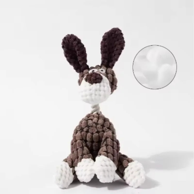 Interactive Cotton Rope Donkey Toy Grey/Brown Plush Sound Pet Training Game for Kittens And Dogs Creative Bite And Play Activity