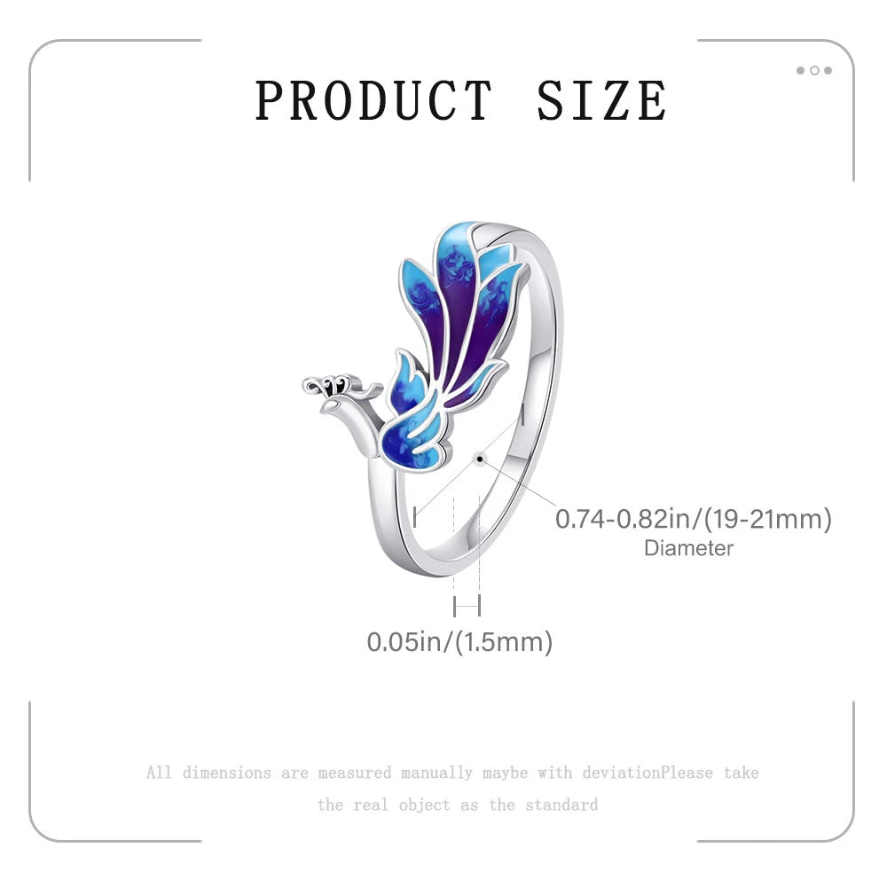 New Original Cartoon Animal Ring S925 Sterling Silver Rings Fashion Elegant Jewelry Romantic Gift For Woman Fine Butterfly Ring
