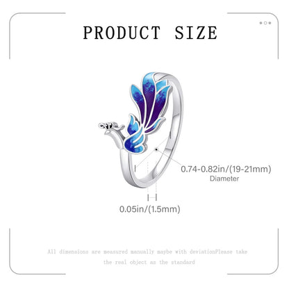 New Original Cartoon Animal Ring S925 Sterling Silver Rings Fashion Elegant Jewelry Romantic Gift For Woman Fine Butterfly Ring