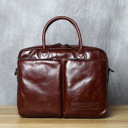 Retro Leather Men's Briefcase Top Layer Leather Handbag Casual Shoulder Messenger Bag Business Laptop Bag Trendy Men's Bag NZPJ