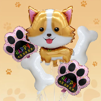 Cute puppy pet birthday decoration theme balloons, first-year decoration props, party atmosphere decoration