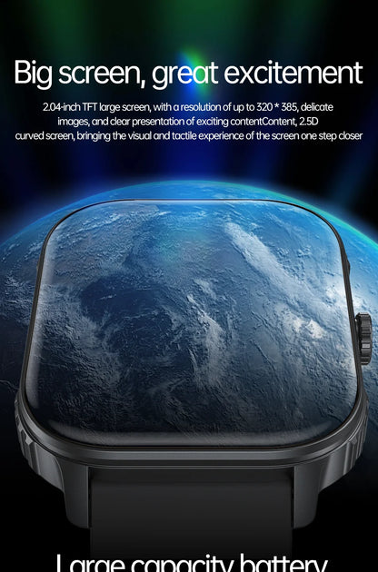 2026 1000mAh Large Battery 2026 New 2.04" HD Display Health Monitor Smart Watch Bluetooth Call IP68 Waterproof Sports Smartwatch